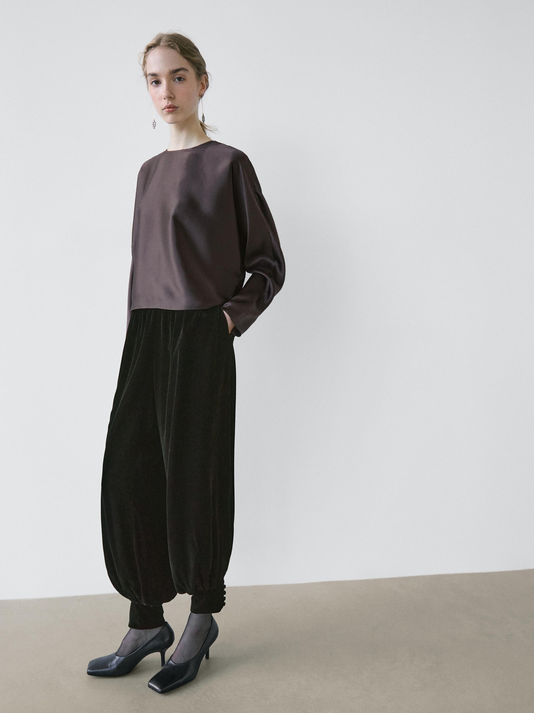 100% silk short batwing sleeve blouse - STUDIO